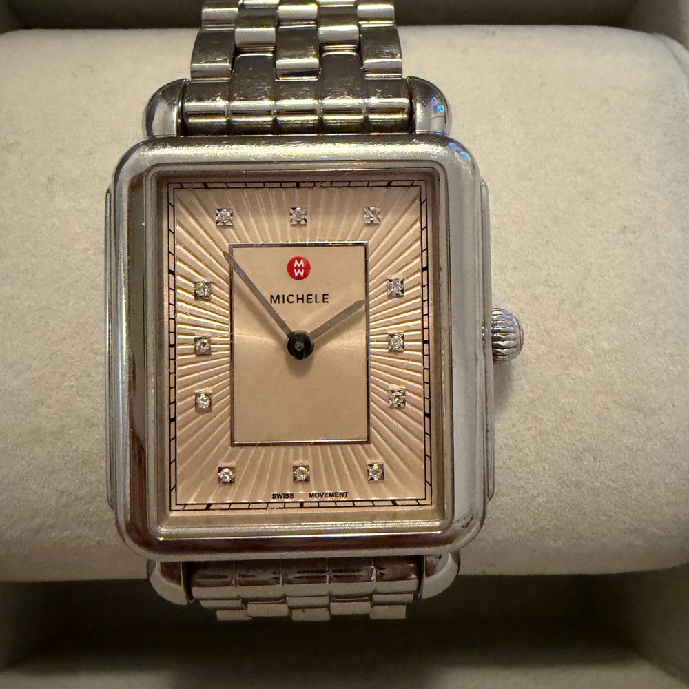 Michele Silver and Rose Gold Watch